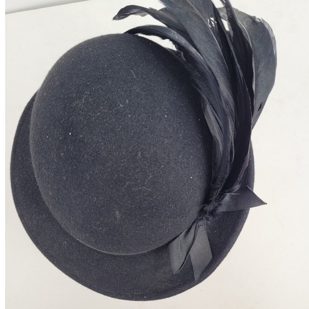 Adolfo Feather Plume Cloche Hat Couture Vintage Glam Millinery Style - Picture 9 of 10